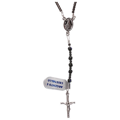 Rosary of 925 silver with black strass beads 1