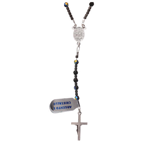 Rosary of 925 silver with black strass beads 2