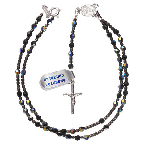 Rosary of 925 silver with black strass beads 4