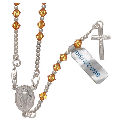 Rosary of 800 silver with orange strass beads 1