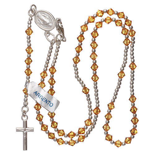 Rosary of 800 silver with orange strass beads 4