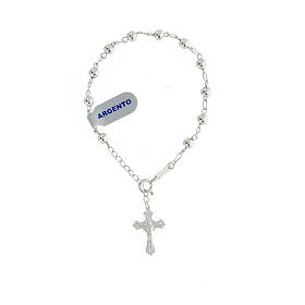 Single decade rosary bracelet of polished 800 silver