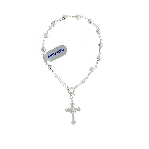 Single decade rosary bracelet of polished 800 silver 1