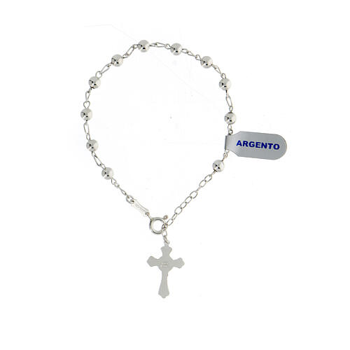 Single decade rosary bracelet of polished 800 silver 2