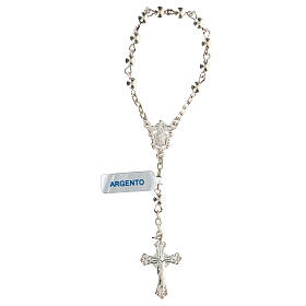 Single decade rosary with 4 mm full beads of silver