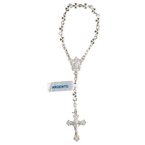 Single decade rosary with 4 mm full beads of silver 1
