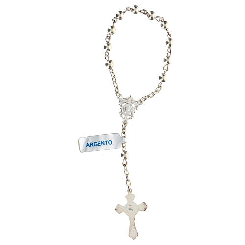 Single decade rosary with 4 mm full beads of silver 2
