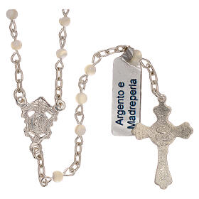 Rosary necklace of 800 silver and mother-of-pearl