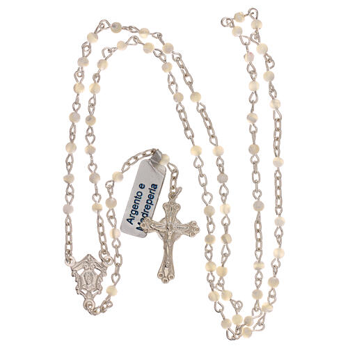 Rosary necklace of 800 silver and mother-of-pearl 4