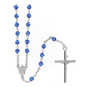 Rosary of 800 silver with light blue strass 5 mm