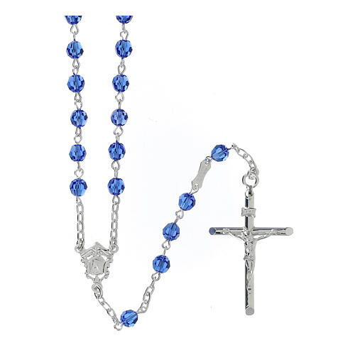 Rosary of 800 silver with light blue strass 5 mm 1