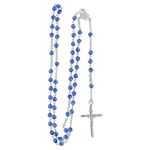 Rosary of 800 silver with light blue strass 5 mm 4