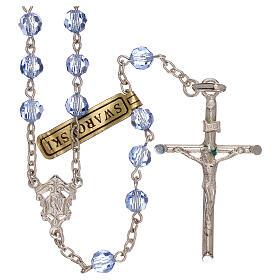 Rosari argento: Rosario argento 800 con Swarovski azzurri 5 mm