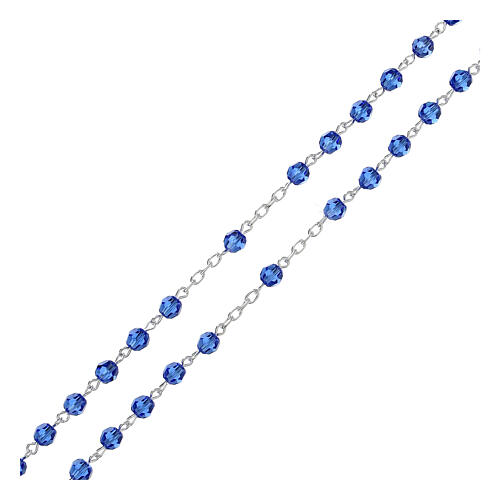 Rosario argento 800 con strass azzurri 5 mm 3