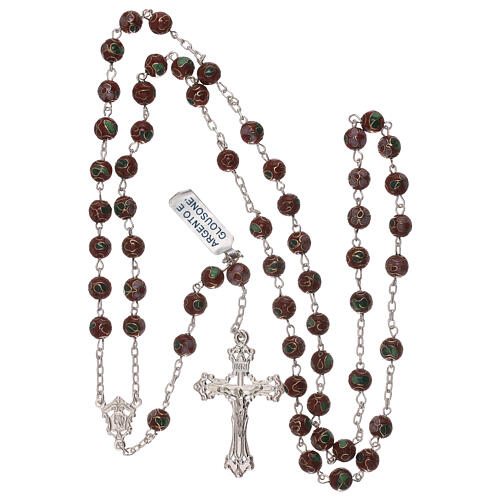 Rosary in 800 silver with brown cloisonné beads 4
