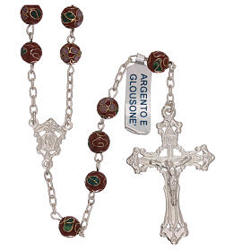 Rosary of 800 silver with brown cloisonné beads
