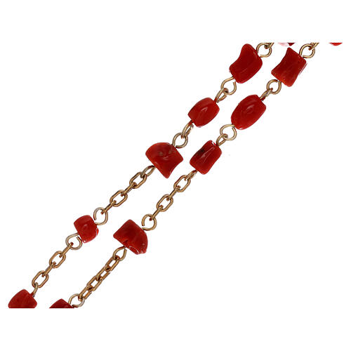 Rosary of gold-plated silver and coral beads 3