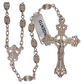 Rosary in 800 silver with oval striped beads