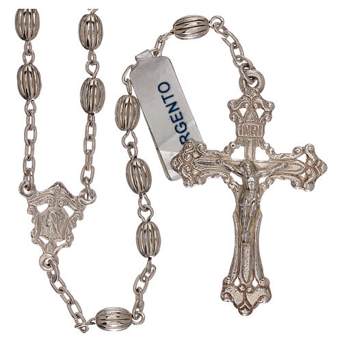 Rosary in 800 silver with oval striped beads 1