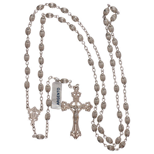 Rosary in 800 silver with oval striped beads 4