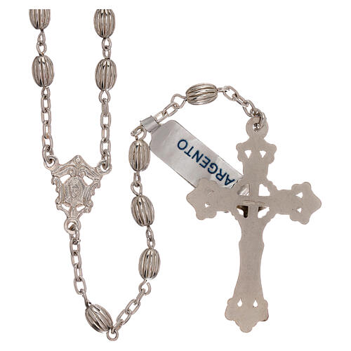 Rosary with oval striped beads of 800 silver 2