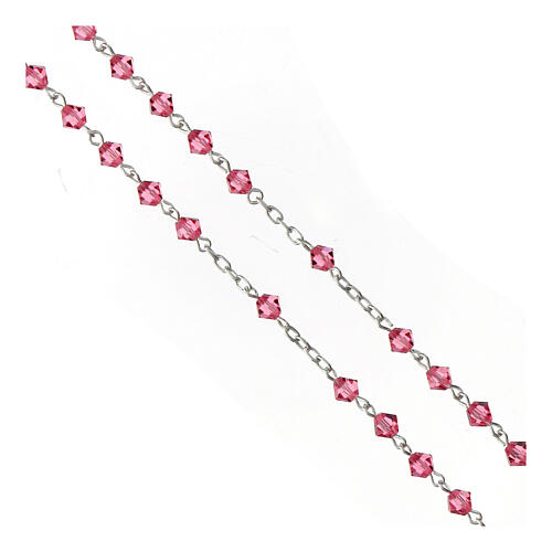Rosenkranz aus 800er Silber mit rosafarbenen strass-Steinen 3