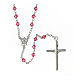 Silver rosary with pink strass cones s2
