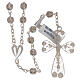 Rosary of 800 silver filigree with heart shaped medal s2