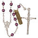 Rosary with chain, cross and cross made of 800 silver and violet strass beads s1