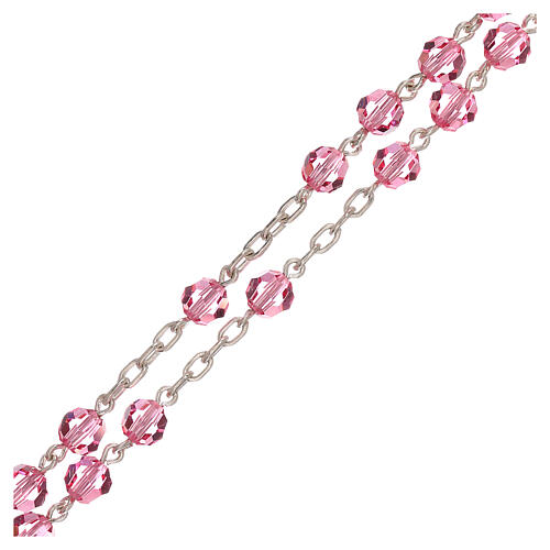 Rosary of 800 silver with pink strass beads 5 mm 3