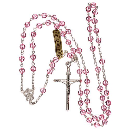 Rosary of 800 silver with pink strass beads 5 mm 4