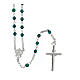 Rosary with chain, cross and cross made of 800 silver and green strass beads s2
