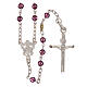 Rosary with chain, cross and cross made of 800 silver and pink strass beads s1