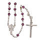 Rosary with chain, cross and cross made of 800 silver and pink strass beads s2