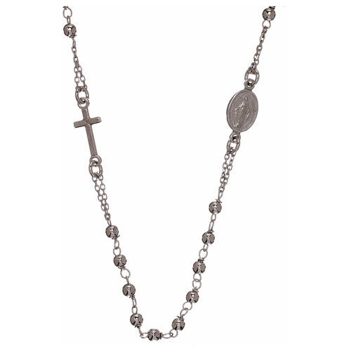 Rosenkranz Halskette aus 925er Silber mit Perlen, 1 mm 1