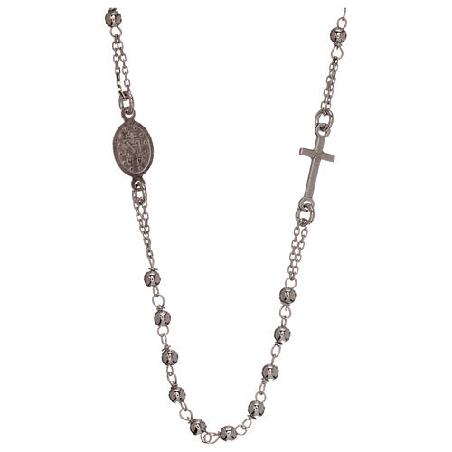 Collar rosario plata 925 granos 1 mm 2