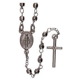 Collar rosario plata 925 granos tallados 1 mm