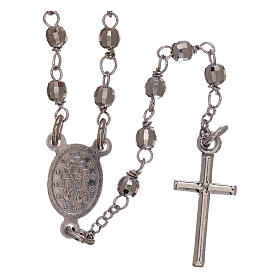 Collar rosario plata 925 granos tallados 1 mm