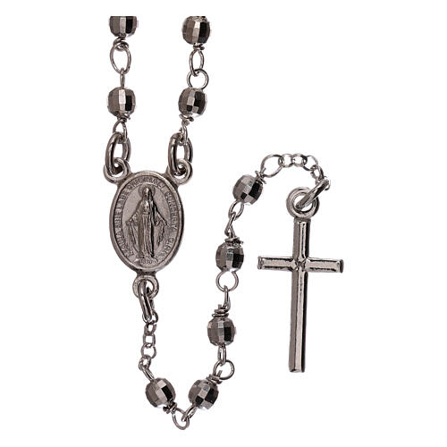 Collar rosario plata 925 granos tallados 1 mm 1