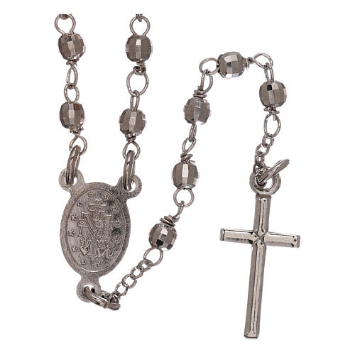 Collar rosario plata 925 granos tallados 1 mm 2