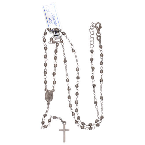 Collar rosario plata 925 granos tallados 1 mm 4