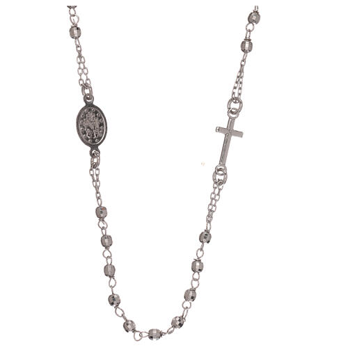 Rosenkranz Halskette aus 925er Silber mit Perlen Heilige Maria, 1 mm 2