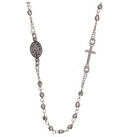 Collar rosario plata 925 Virgen Milagrosa granos 1 mm