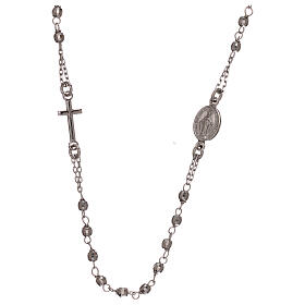 Collana rosario argento 925 Madonna Miracolosa grani 1 mm