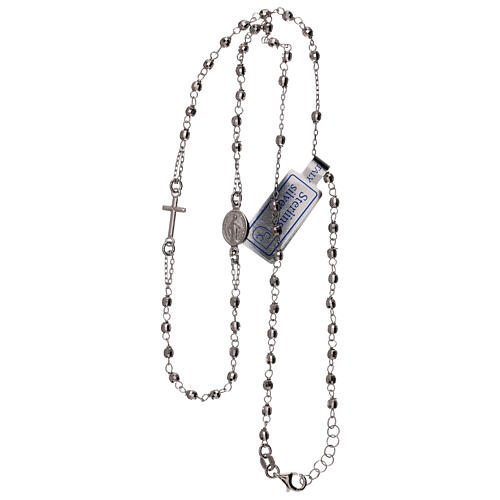 Collana rosario argento 925 Madonna Miracolosa grani 1 mm 3