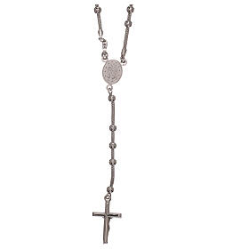 Rosenkranz Halskette aus 925er Silber mit Perlen Kruzifix, 2 mm