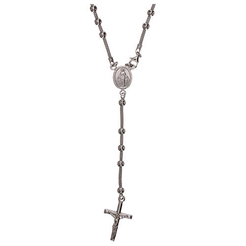 Collar rosario plata 925 con crucifijo granos 2 mm 1