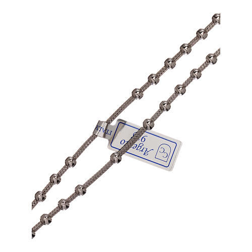 Collar rosario plata 925 con crucifijo granos 2 mm 3