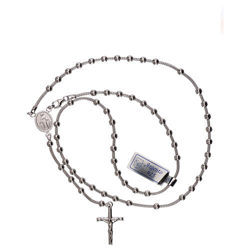 Rosary necklace 925 silver with crucifix beads 2 mm 4