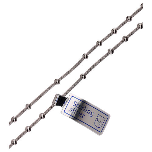 Halskette aus 925er Silber mit Perlen Kruzifix Heilige Maria, 1 mm 3